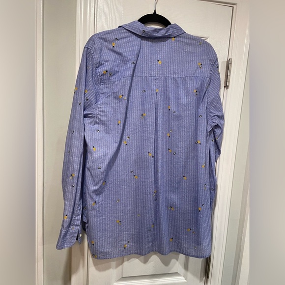 Old Navy Size XL The Classic Shirt Blue Stripe Avocado Pineapple Print Button - Picture 9 of 12